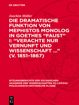 cover image of Die dramatische Funktion von Mephistos Monolog in Goethes „Faust" I